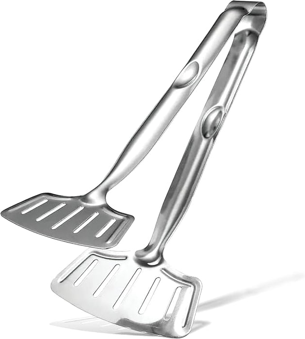 Grip Right Turner Tongs – Kitchen Discovery – Dual Spatulas for Safe Lifting of Fish, Burgers, Pancakes, Cutlets – Stainless Steel Barbecue Tongs for Easy Flipping #24770