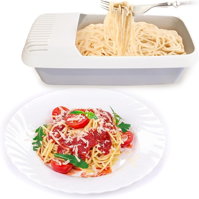 Microwave Pasta Cooker- No Waiting, No Mess, No Stick Microwave Pasta Cooker with Strainer Lid Ready In As Little As 10 Minutes for up to 4 Servings- Microwave Spaghetti and Noodle Cooker #24711