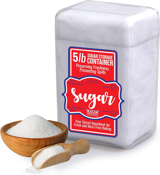 Stay Fresh™ Sugar Storage Container - Snap Close Sugar Canister Keeps Granules Fresh, Pourable and Spillproof for Optimal Storage #7120 AM