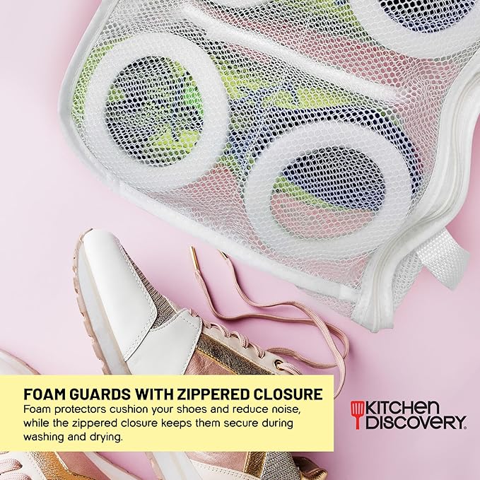 Sneaker Washing Machine Bag – Mesh Laundry Bag for Shoes Safely Cleans Sneakers, Athletic Shoes, Tennis Shoes, and Other Washer Safe Footwear. Laundry Shoe Bag for Washer and Dryer Also for Delicates  #32028