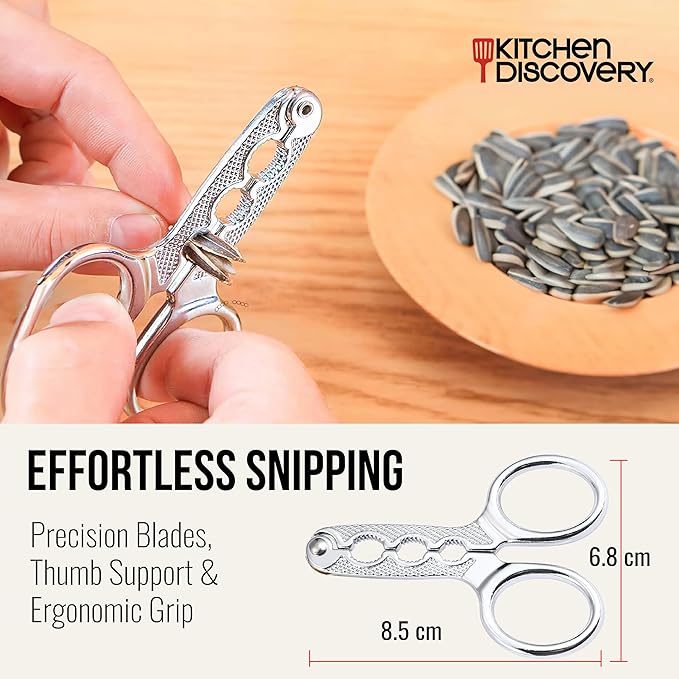 No Crush Pistachio Cracker – Kitchen Discovery – Easy to Use Nutcracker Tool for Small Nuts and Seeds – 3 Size Holes for Splitting Pistachios, Sunflower Seeds, Pumpkin Seeds, and Peanuts  #24920