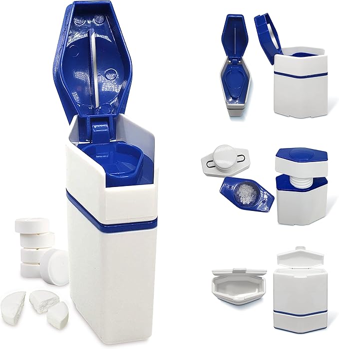 Portable Pill Splitter and Crusher – All in One Pill Cutter and Grinder Splits Tablets with a Press and Pulverizes Pills with a Twist #33012