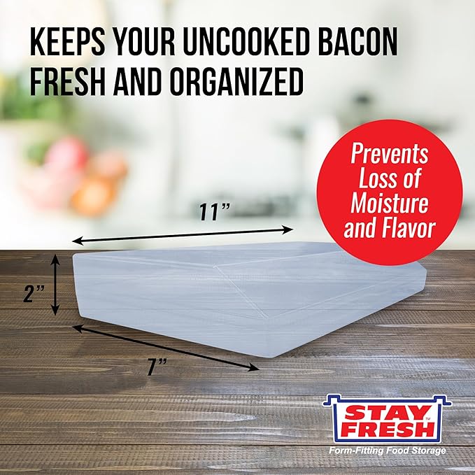 Stay Fresh™ Bacon Keeper - 1lb Plastic Bacon Container for Refrigerator Preserves Freshness and Prevents Spoilage – No Mess Bacon Storage Replaces Greasy Packaging  #36421