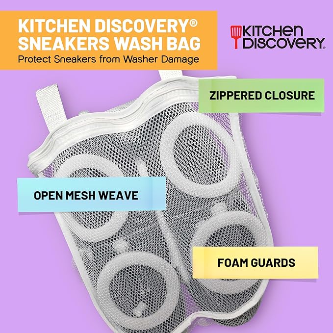 Sneaker Washing Machine Bag – Mesh Laundry Bag for Shoes Safely Cleans Sneakers, Athletic Shoes, Tennis Shoes, and Other Washer Safe Footwear. Laundry Shoe Bag for Washer and Dryer Also for Delicates  #32028