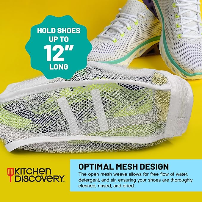 Sneaker Washing Machine Bag – Mesh Laundry Bag for Shoes Safely Cleans Sneakers, Athletic Shoes, Tennis Shoes, and Other Washer Safe Footwear. Laundry Shoe Bag for Washer and Dryer Also for Delicates  #32028