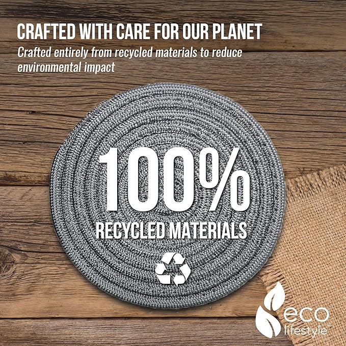 Recycled Woven Trivets – Eco Lifestyle – Set of 3 Round Placemats in 6, 8, and 10 Inch Sizes for Hot Pots and Pans Made Completely from Recycled Materials – Woven Trivets for Hot Dishes - Charcoal Gray #33365