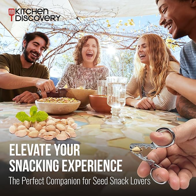 No Crush Pistachio Cracker – Kitchen Discovery – Easy to Use Nutcracker Tool for Small Nuts and Seeds – 3 Size Holes for Splitting Pistachios, Sunflower Seeds, Pumpkin Seeds, and Peanuts  #24920