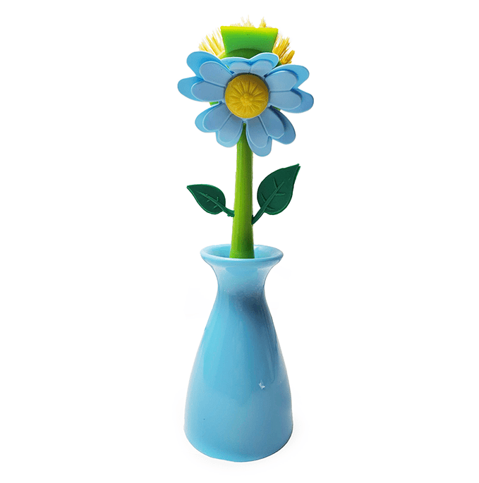 Cute Dish Brush with Holder – Kitchen Discovery – Daisy in a Vase Brightens the Sink Area While Keeping a Kitchen Dish Brush with Stand at Hand – Fun Gift for Fans of Cute Cleaning Supplies #24942
