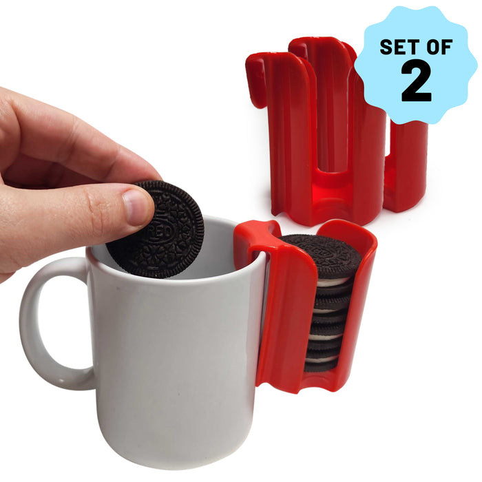 Kitchen Discovery Cup Cookie Holder Cookie Holder for Cup Hooks to Mugs and Milk Glasses to Keep Cookies and Biscuits in Dunking Reach – Cookies Holder, Tea Bag Caddy in Bright Plastic #24950