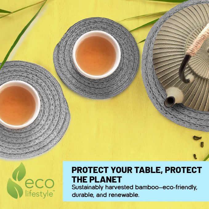 100% Bamboo Trivets set of 3 - Light Gray 6"/8"/10"  #33363