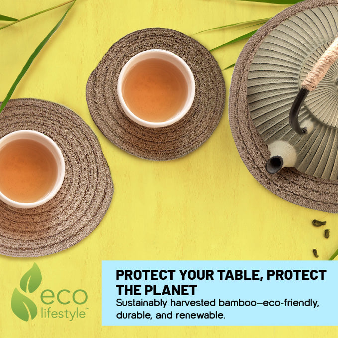 100% Bamboo Trivets set 3 - Camel 6"/8"/10"  #33364