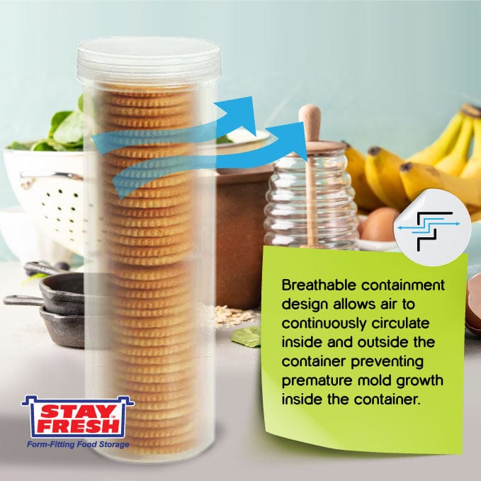 Stay Fresh™ Round Cracker Container - Sturdy, Crushproof Holder for Saltines and Crackers - Keeps Your Favorite Crackers Crisp and Flavorful  #7106
