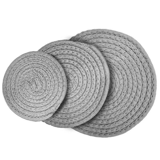 100% Bamboo Trivets set 3 - Light Gray 6"/8"/10"