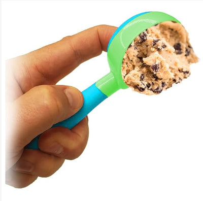 EZ Release Scoop – Kitchen Discovery – Nonstick, Anti-Freeze Ice Cream and Meatball Scoop with Flexible Base – Just Press to Eject – Blue