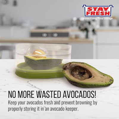 Kitchen Discovery Avocado Holder- Airtight, No Mess Avocado Storage Box- Keeps Your Avocados Fresh Up To 3 Days Preserves Flavor, Texture, and Freshness