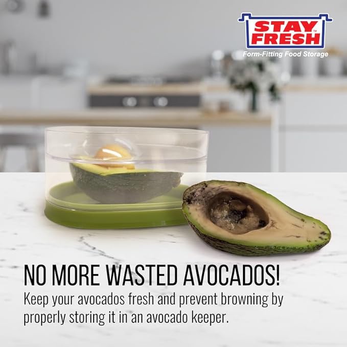 Kitchen Discovery Avocado Holder- Airtight, No Mess Avocado Storage Box- Keeps Your Avocados Fresh Up To 3 Days Preserves Flavor, Texture, and Freshness