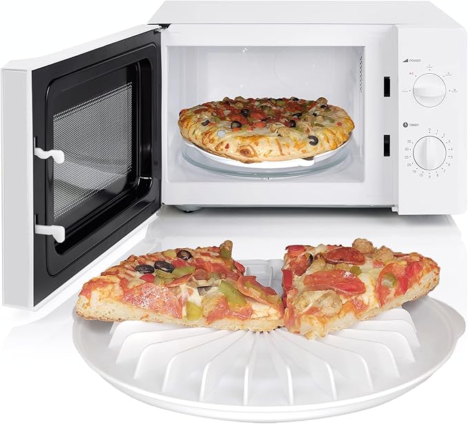 Kitchen Discovery Microwave Pizza Reheater Tray Reuseable Plate for Bacon, Snacks in the Microwave Oven - Safe, BPA-Free Round Pizza Pan for Cooking, Reheating