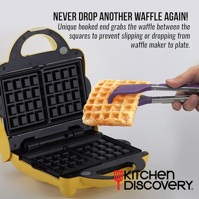 Grabber Tongs – Kitchen Discovery – 2-in-1 Spatula and Fork for Controlled Flipping of Waffles, Pancakes, Grilled Cheese, Burgers, and More