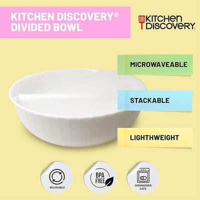 Kitchen Discovery Anti Soggy Cereal Bowls - Divided Bowl Separates Milk from Cereal for Crunchy Goodness – Cereal Cup with Milk Separator, Plastic Chip and Dip Bowl, Server for Chips/Salsa