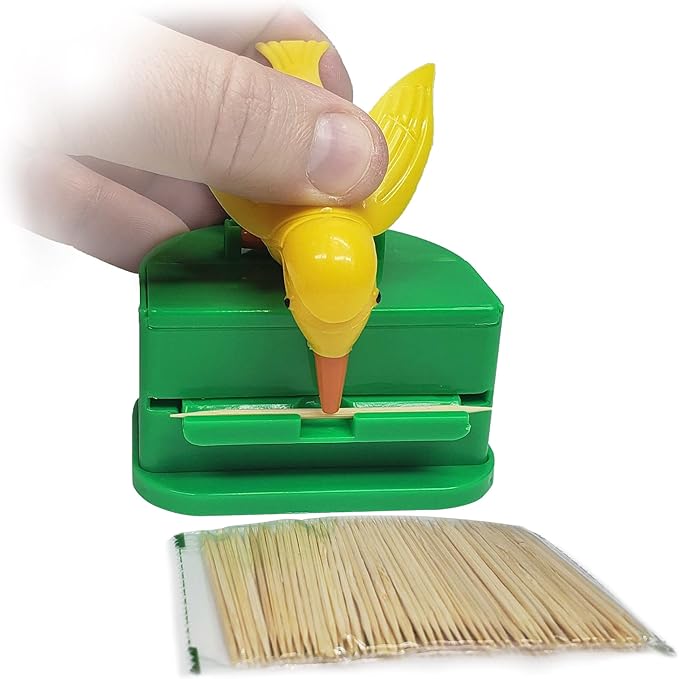 Kitchen Discovery Bird Toothpick Dispenser – Toothpick Holder and Dispenser Bird Uses Its Beak to Pluck out a Pick – Cute Toothpick Dispenser Bird is Fun to Use