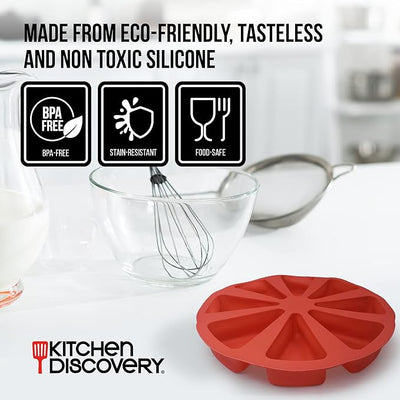 Kitchen Discovery Silicone Scone and Cake Slice Mould Triangle Non Stick Mini Scone Pans for Baking, 8 Cavity Pizza Cake Mold, Cornbread Pan and Slice Cake Mold For Baking