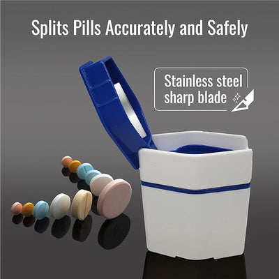 Portable Pill Splitter and Crusher – All in One Pill Cutter and Grinder Splits Tablets with a Press and Pulverizes Pills with a Twist