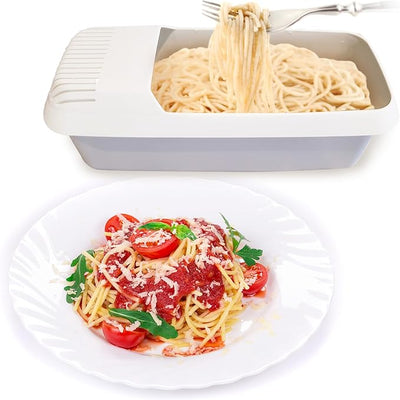 Microwave Pasta Cooker- No Waiting, No Mess, No Stick Microwave Pasta Cooker with Strainer Lid Ready In As Little As 10 Minutes for up to 4 Servings- Microwave Spaghetti and Noodle Cooker