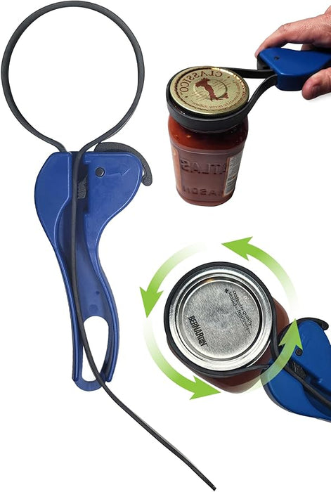 Cap Strap Jar Opener – Kitchen Discovery – Adjustable Bottle and Jar Opener for Seniors and Those with Weak Hands – Gripper Strap Loosens Lids without Straining Hands