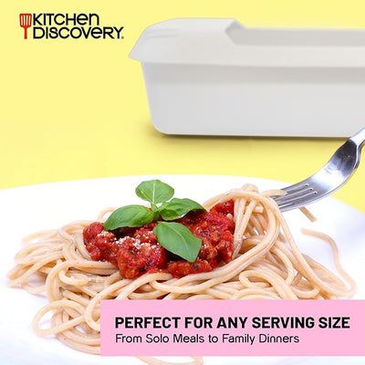 Microwave Pasta Cooker- No Waiting, No Mess, No Stick Microwave Pasta Cooker with Strainer Lid Ready In As Little As 10 Minutes for up to 4 Servings- Microwave Spaghetti and Noodle Cooker