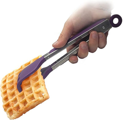 Grabber Tongs – Kitchen Discovery – 2-in-1 Spatula and Fork for Controlled Flipping of Waffles, Pancakes, Grilled Cheese, Burgers, and More