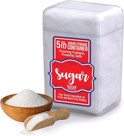 Stay Fresh Sugar Storage Container – Kitchen Discovery – Snap Close Sugar Canister Keeps Granules Fresh, Pourable and Spillproof for Optimal Sugar Storage