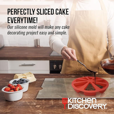 Kitchen Discovery Silicone Scone and Cake Slice Mould Triangle Non Stick Mini Scone Pans for Baking, 8 Cavity Pizza Cake Mold, Cornbread Pan and Slice Cake Mold For Baking