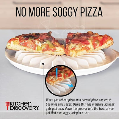 Kitchen Discovery Microwave Pizza Reheater Tray Reuseable Plate for Bacon, Snacks in the Microwave Oven - Safe, BPA-Free Round Pizza Pan for Cooking, Reheating