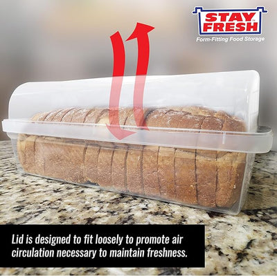 Plastic Bread Box Container - Kitchen Discovery - Bread Box Plastic Storage - Plastic Bread Holder for Keeping Flavor and Freshness - Preserve Bread Up To 5 Days