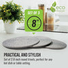 8 Inch Recycled Woven Trivets – Eco Lifestyle – Set of 3 Placemats for Hot Pots and Pans Made Completely from Recycled Materials – Woven Trivets for Hot Dishes - Light Gray