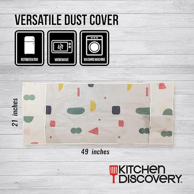 Refrigerator Dust Cover with Pockets – Kitchen Discovery – Protective Fridge Cover Makes Cleaning Appliance Tops Easy