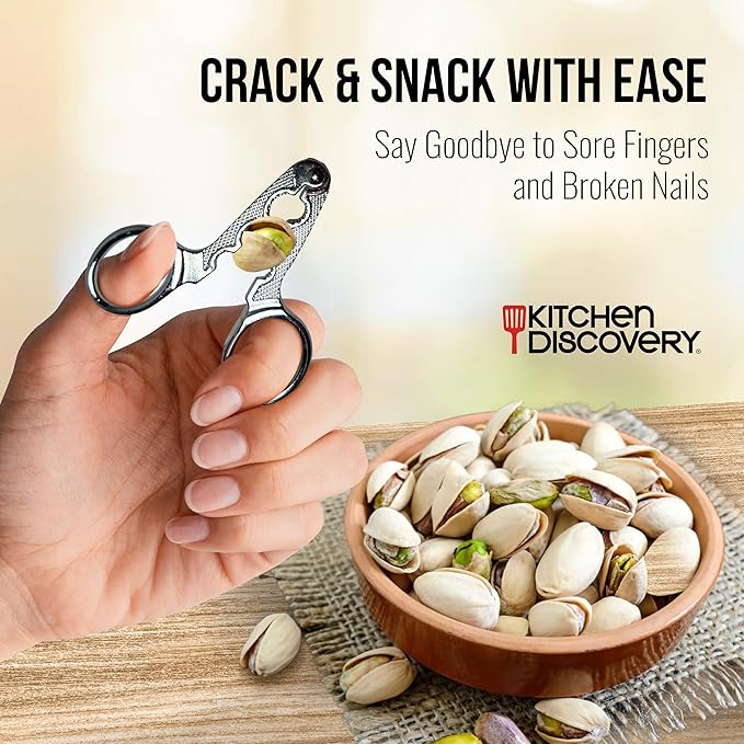 No Crush Pistachio Cracker – Kitchen Discovery – Easy to Use Nutcracker Tool for Small Nuts and Seeds – 3 Size Holes for Splitting Pistachios, Sunflower Seeds, Pumpkin Seeds, and Peanuts