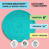 Trivets for Hot Pots and Pans - Kitchen Discovery 8" Chenille Trivets - Set of 3 Large Woven Hot Pan Holders. Decorative Dining Table Accessories Protect Table, Countertop, or Island, Turquoise