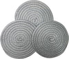 8 Inch Recycled Woven Trivets – Eco Lifestyle – Set of 3 Placemats for Hot Pots and Pans Made Completely from Recycled Materials – Woven Trivets for Hot Dishes - Light Gray