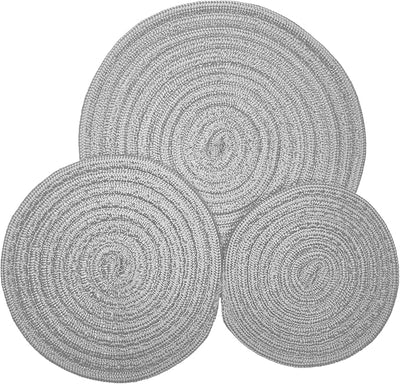 Recycled Woven Trivets – Eco Lifestyle – Set of 3 Round Placemats in 6, 8, and 10 Inch Sizes for Hot Pots and Pans Made Completely from Recycled Materials – Woven Trivets for Hot Dishes - Light Gray