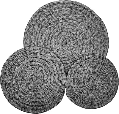 Recycled Woven Trivets – Eco Lifestyle – Set of 3 Round Placemats in 6, 8, and 10 Inch Sizes for Hot Pots and Pans Made Completely from Recycled Materials – Woven Trivets for Hot Dishes - Charcoal