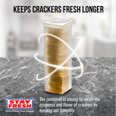 Stay Fresh Square Cracker Container – Kitchen Discovery – Sturdy, Crushproof Holder for Saltine and Cracker Storage – Keeps Your Favorite Crackers Crisp and Flavorful  7138