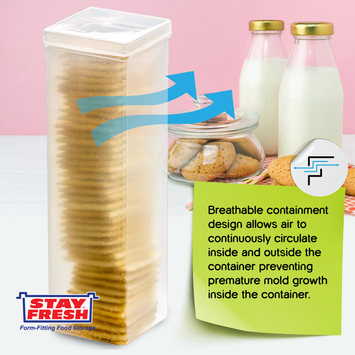 Stay Fresh Square Cracker Container – Kitchen Discovery – Sturdy, Crushproof Holder for Saltine and Cracker Storage – Keeps Your Favorite Crackers Crisp and Flavorful  7138