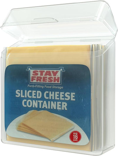 Stay Fresh American Cheese Slice Storage Container Clear Plastic Cheese Slice Holder that is Dishwasher Safe, BPA Free. Air tight Cheese Container for your Pantry, Counter, Refrigerator