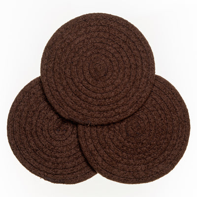 8" Chenille Woven Trivets - Set of 3 - Brown