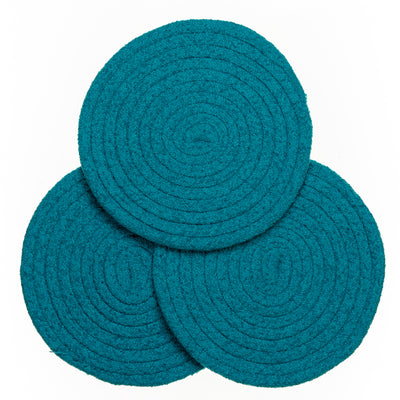 8" Chenille Woven Trivets - Set of 3 - Teal