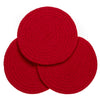 8" Chenille Woven Trivets - Set of 3 - Red