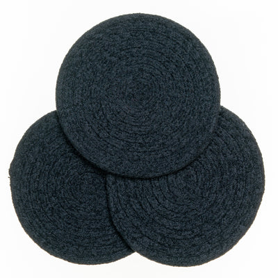 8" Chenille Woven Trivets - Set of 3 - Black